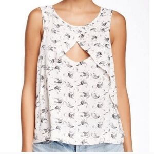 Free People Cream Cut-Out Relaxed Blouse